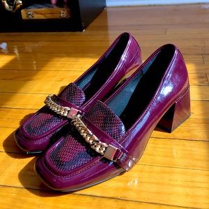 ASOS Burgundy Wine Mule Loafers with Chunky Heel